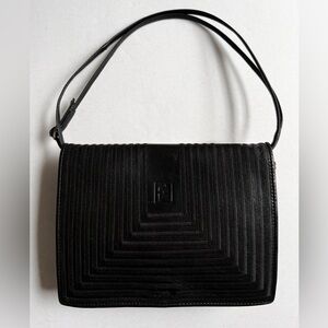 Vintage Fendi Black Leather Shoulder / Crossbody Bag Quiet Luxury Italy